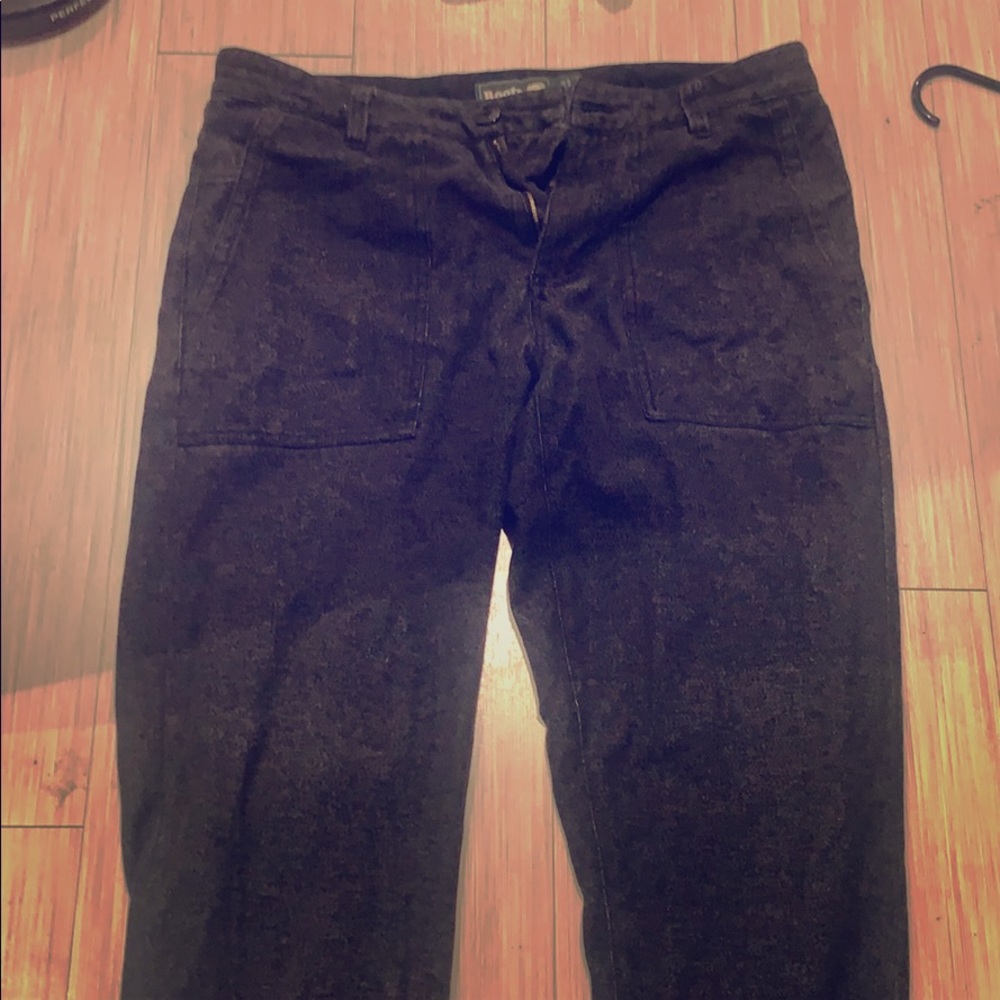 Roots Black Front Pocket Stretch-Fit cotton pants